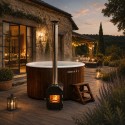 Bain nordique extérieur rond 200 cm Premium SKADI pour jardin et terrasse