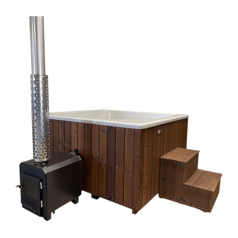 Bain nordique carré en bois pour 4 à 6 personnes
