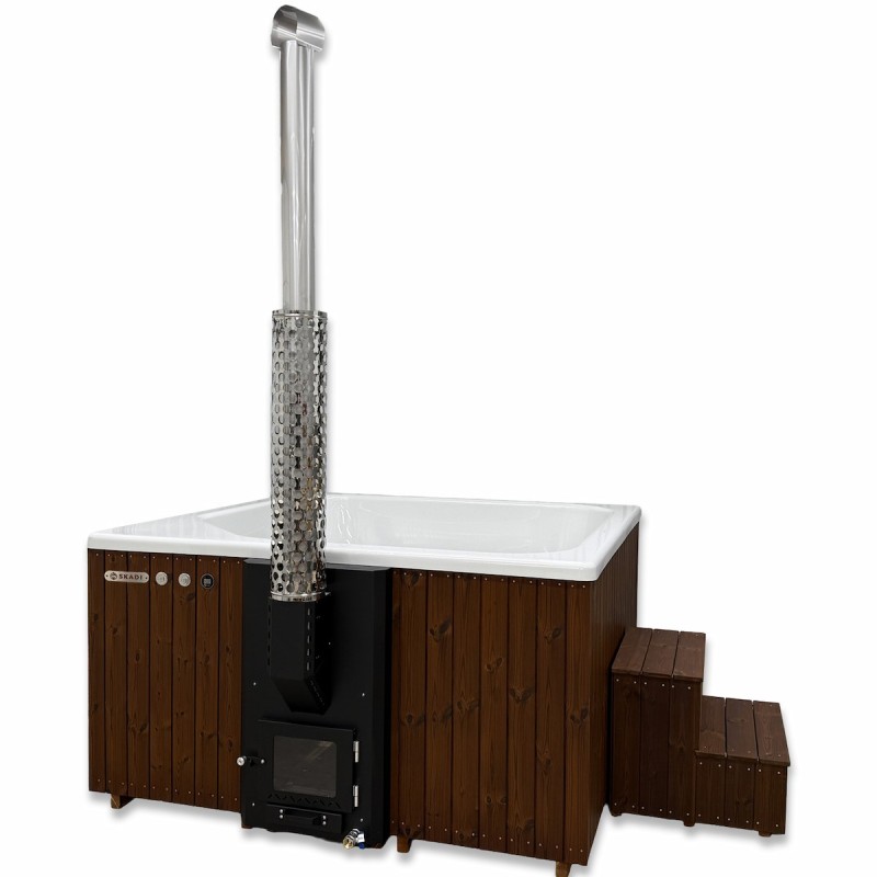 Bain nordique carré 205 cm SKADI avec poêle à bois intégré
