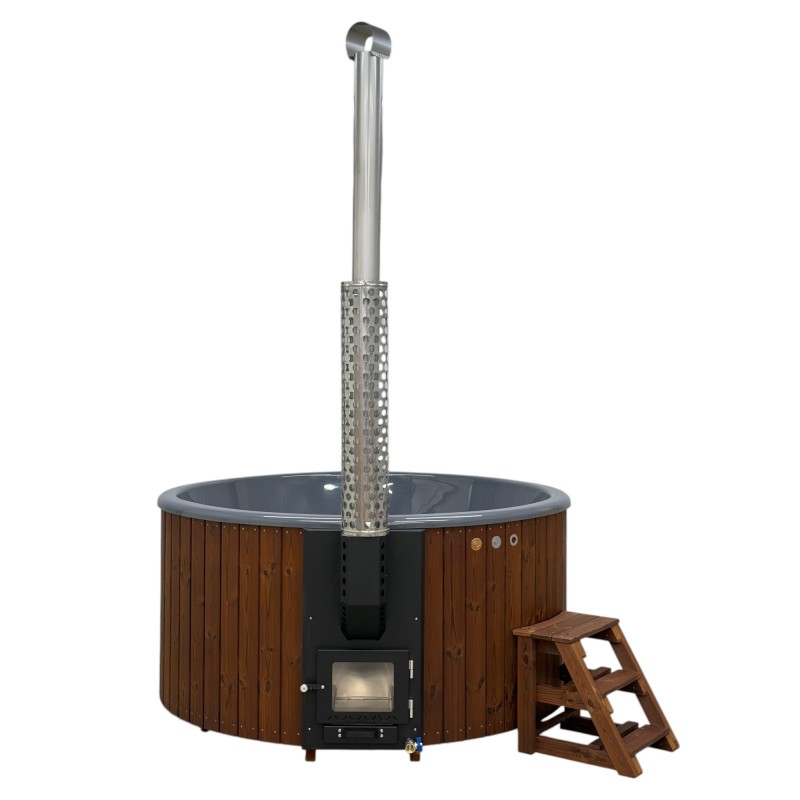Spa Jacuzzi Nordique Rond en bois 200cm Poêle Intégré haut de gamme