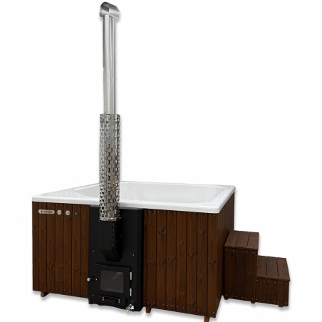 Bain nordique carré 205 cm SKADI avec poêle à bois intégré